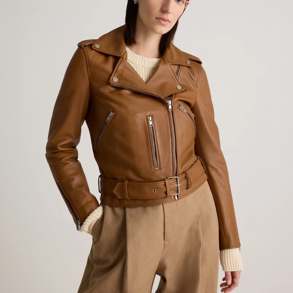 NWT Quince Women's Brown Leather Jacket Size S